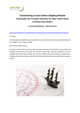 Transitioning to Low Carbon Shipping Module Sustainable Sea Transport Solutions for SIDS: Pacific Island Countries Case Studies