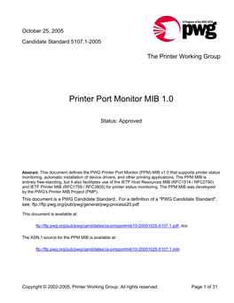 Printer Port Monitor MIB 1.0