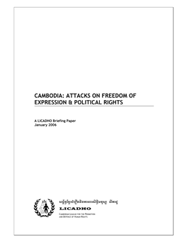 Briefing Paper: Cambodia: Attacks on Freedom of Expression & Political