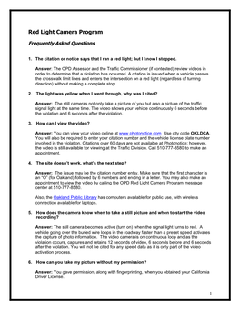 Red Light Camera Program