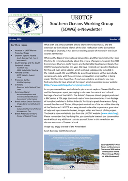 Southern Oceans Working Group (SOWG) E-Newsletter