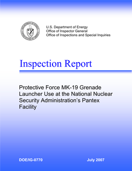 IG-0770 July 2007 Department of Energy Washington, DC 20585 July 20, 2007