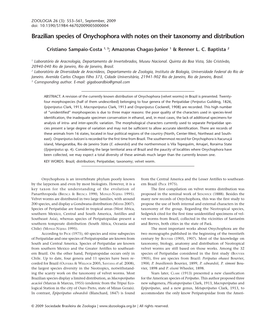 Brazilian Species of Onychophora with Notes on Their Taxonomy and Distribution