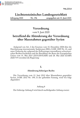 Liechtensteinisches Landesgesetzblatt Jahrgang 2020 Nr