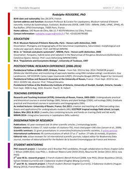Rodolphe ROUGERIE, Phd EDUCATION POSTDOCTORAL