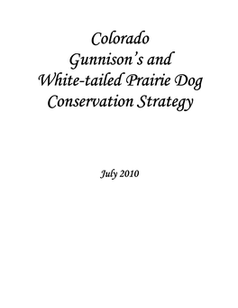 Colorado Gunnison's & White-Tailed Prairie Dog Conservation Strategy