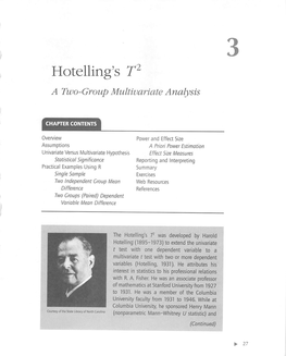 Hotelling's a Two-Group Multivariate Analysis