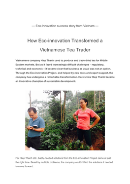 How Eco-Innovation Transformed a Vietnamese Tea Trader