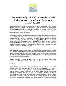 Africans and the African Diaspora January 10, 2008