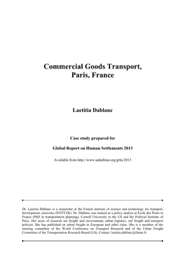 Commercial Goods Transport, Paris, France