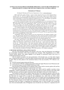 Active Faults Hazard on Offshore Pipelines: Case of the Submarine Gas Pipeline Route Across the South Evoikos Gulf, Central Greece
