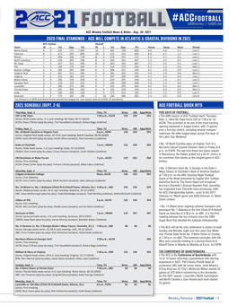 Acc Football Quick Hits 2021 Schedule