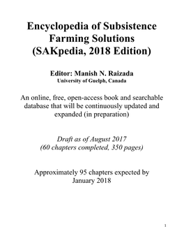 Encyclopedia of Subsistence Farming Solutions (Sakpedia, 2018 Edition)