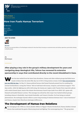 How Iran Fuels Hamas Terrorism | the Washington Institute