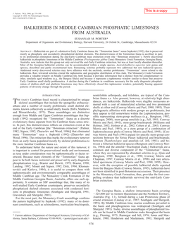 Halkieriids in Middle Cambrian Phosphatic Limestones from Australia Susannah M