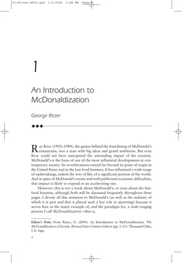 An Introduction to Mcdonaldization