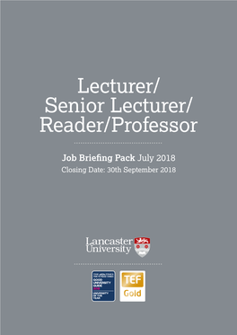 Senior Lecturer/ Reader/Professor