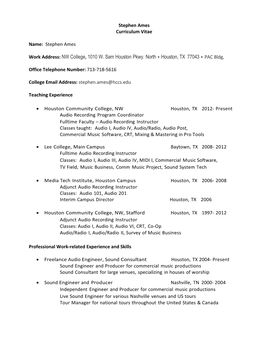 Stephen Ames Resume