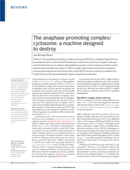 The Anaphase Promoting Complex/ Cyclosome: a Machine Designed to Destroy