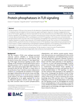 Protein Phosphatases in TLR Signaling Clovis H