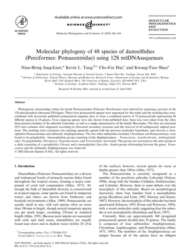 Molecular Phylogeny of 48 Species of Damselfishes (Perciformes