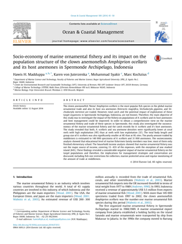 Socio-Economy of Marine Ornamental Fishery and Its Impact on the Population Structure of the Clown Anemonefish Amphiprion Ocella