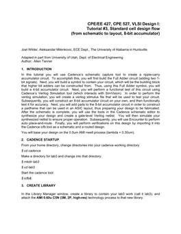 Tutorial #3, Standard Cell Design Flow (From Schematic to Layout, 8-Bit Accumulator)