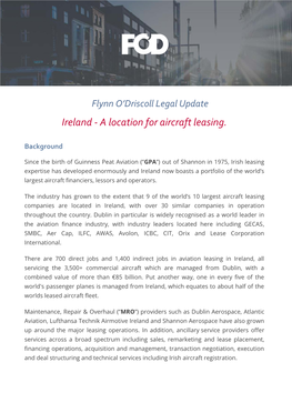 Ireland - a Location for Aircraft Leasing