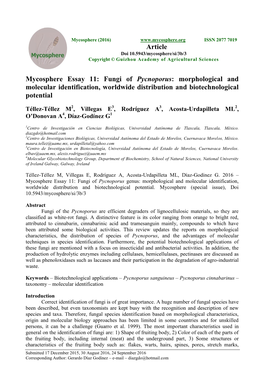 Fungi of Pycnoporus: Morphological and Molecular Identification, Worldwide Distribution and Biotechnological Potential