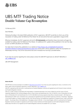 Notice N3 2019: Double Volume Cap Resumption