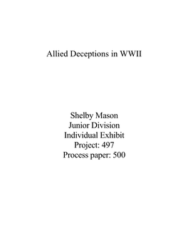 Allied Deceptions in WWII Shelby Mason Junior Division Individual