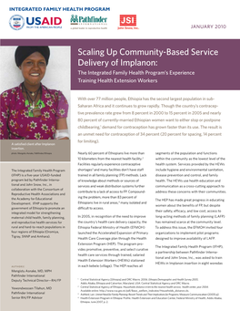 Scaling up Community-Based Service Delivery of Implanon: the Integrated Family Health Program’S Experience Training Health Extension Workers