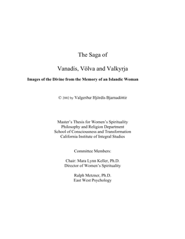 The Saga of Vanadís, Völva and Valkyrja