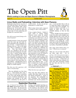The Open Pitt What's Cooking in Linux and Open Source in Western Pennsylvania Issue 17 October 2005