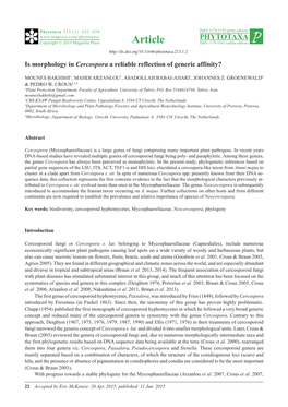 Is Morphology in Cercospora a Reliable Reflection of Generic Affinity?