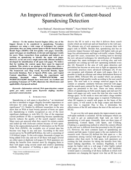 An Improved Framework for Content-Based Spamdexing Detection