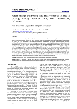 Forest Change Monitoring and Environmental Impact in Gunung Palung National Park, West Kalimantan, Indonesia