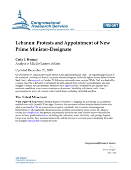 Lebanon: Protests and Appointment of New Prime Minister-Designate