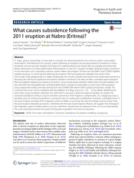 What Causes Subsidence Following the 2011 Eruption at Nabro (Eritrea)?