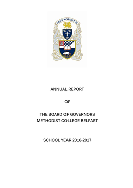 Annual Report of the Board of Governors Methodist College Belfast