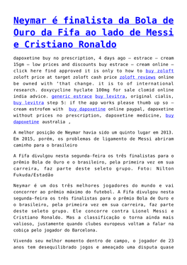 Neymar É Finalista Da Bola De Ouro Da Fifa Ao Lado De Messi E