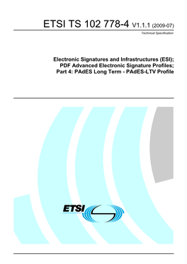 PDF Advanced Electronic Signature Profiles; Part 4: Pades Long Term - Pades-LTV Profile