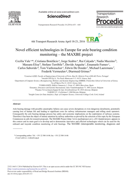 Novel Efficient Technologies in Europe for Axle Bearing Condition Monitoring – the MAXBE Project