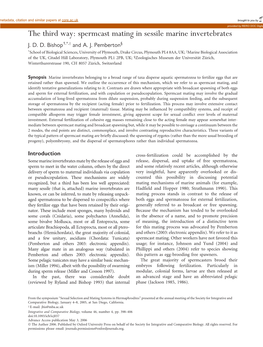 The Third Way: Spermcast Mating in Sessile Marine Invertebrates J