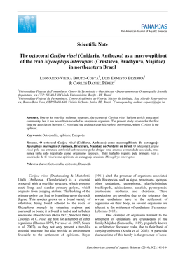 Scientific Note the Octocoral Carijoa Riisei