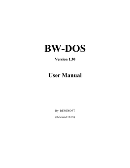 BW-DOS Version 1.30