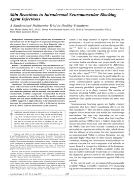 Skin Reactions to Intradermal Neuromuscular Blocking Agent