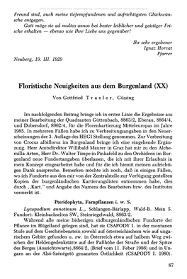 Floristische Neuigkeiten Aus Dem Burgenland (XX)