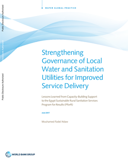 Strengthening Governance of Local Water and Sanitation Utilities for Improved Service Delivery