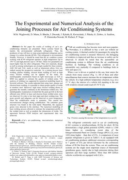 The Experimental and Numerical Analysis of the Joining Processes for Air Conditioning Systems M.St